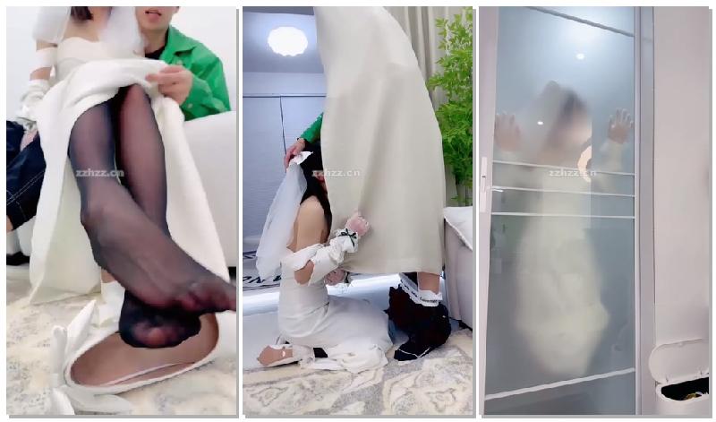 ✨绿奴第一视角✨来自新婚妻子与奸夫的调教，极品美妻穿婚纱装与奸夫在你面前做爱并调教你！ 海报