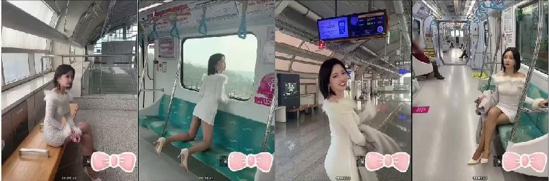 明星顏值反差女神【sunwall】地鐵裡的小蕩婦 海报